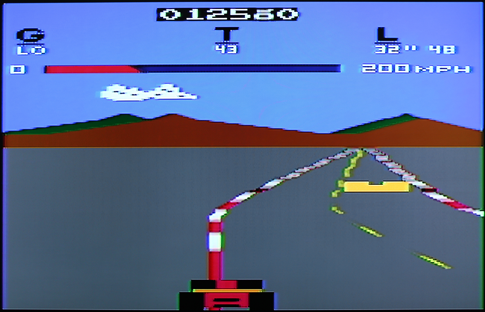 Pole Position on atari 2600 composite output after installing video mod board